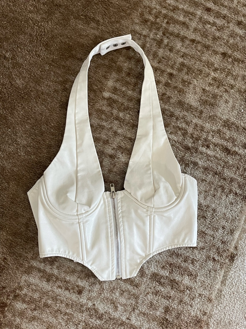 EDIKTED White Zip Front Bustier Top